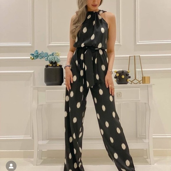 Mango Pants - MANGO l wide leg maxi jumpsuit with belt